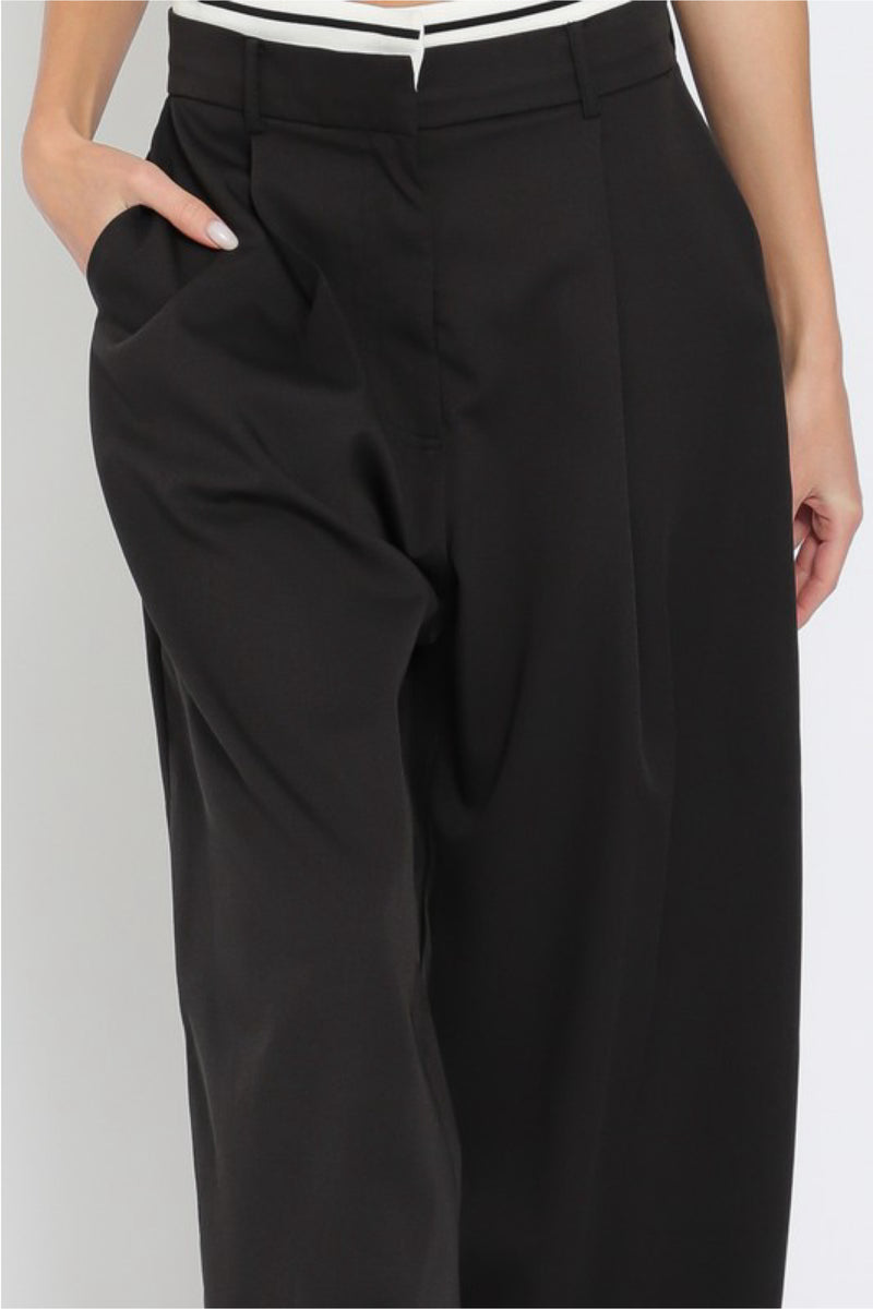 CONTRAST WAIST TROUSERS