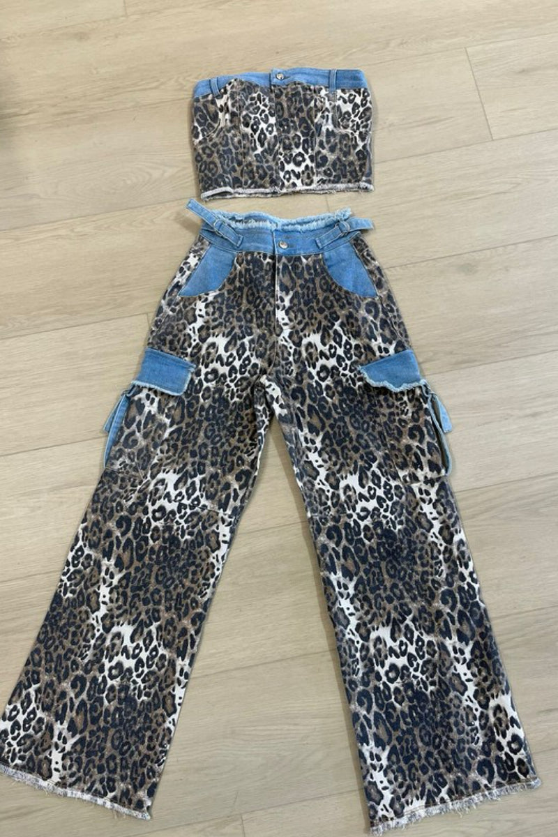 ANIMAL PRINT DENIM TOP