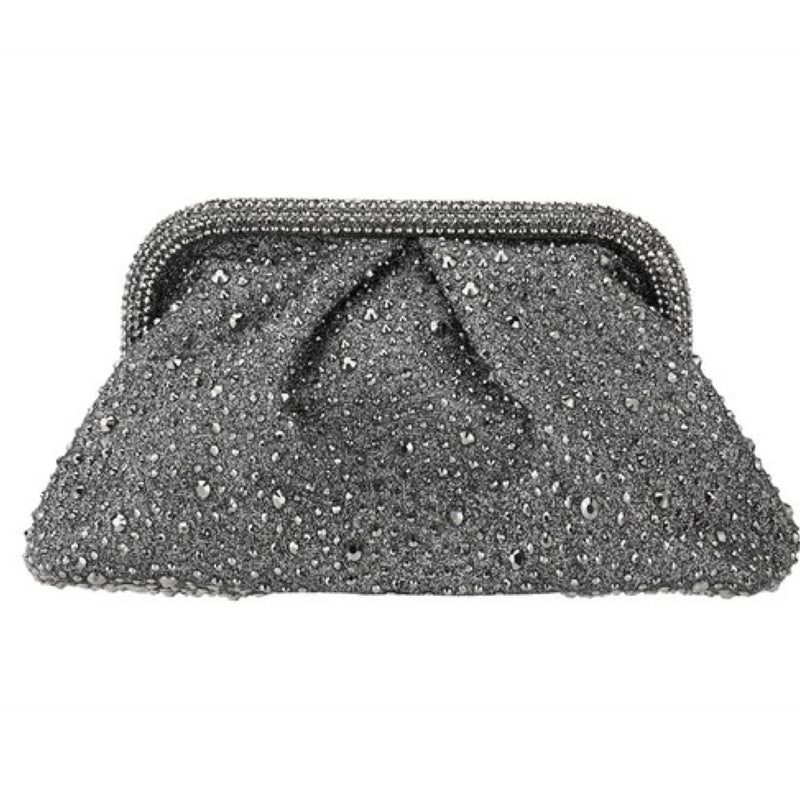 GUN METAL RHINESTONE CLUTCH