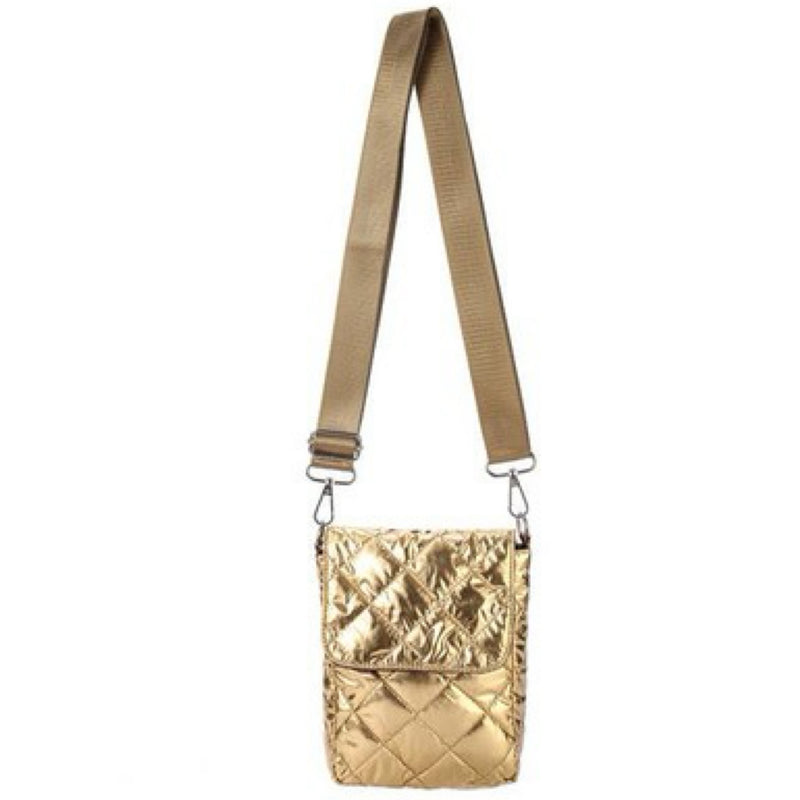 QUILTED METALLIC CROSSBODY BAG