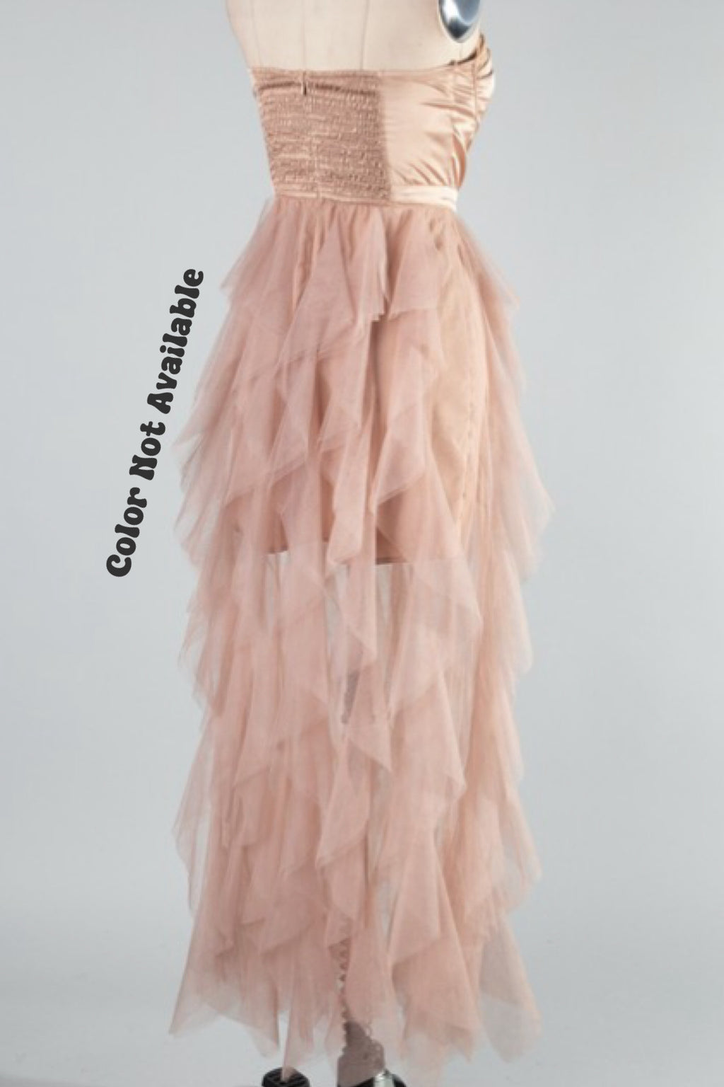 SEXY STRAPLESS RUFFLES DRESS