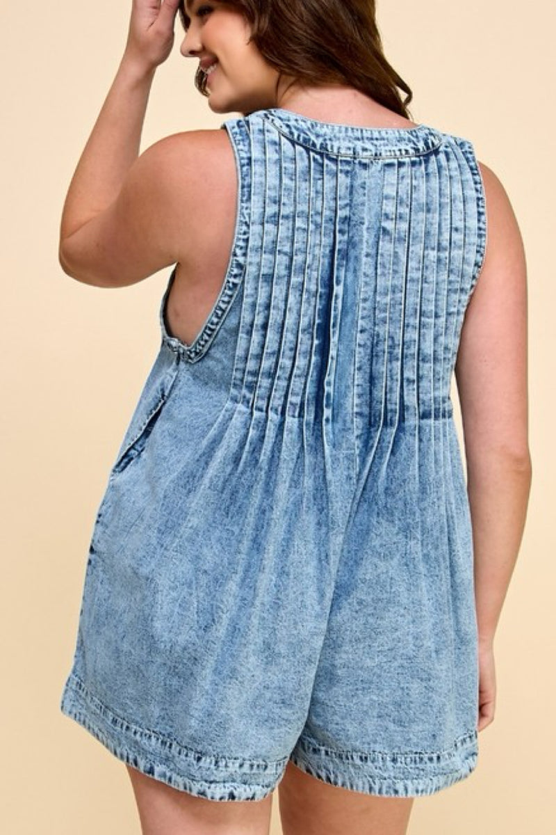 SEXY V PLUS DENIM ROMPER