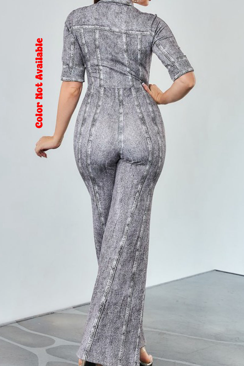 DENIM EFFECT BODYLICIOUS JUMPSUIT