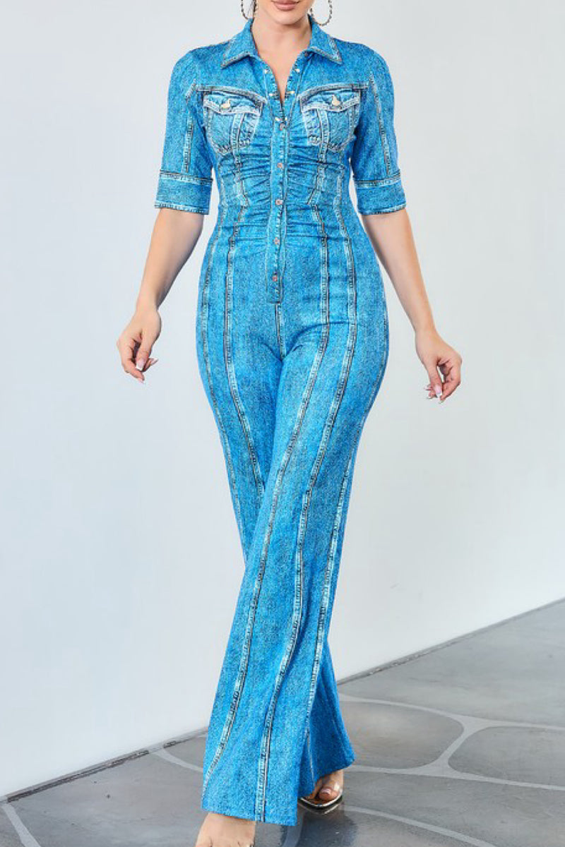 DENIM EFFECT BODYLICIOUS JUMPSUIT