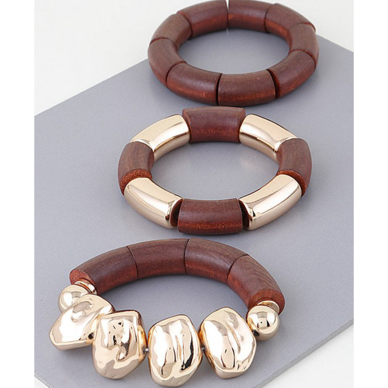 MULTI STONE WOOD BRACELETS