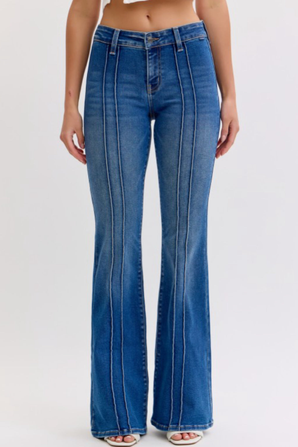 PINTUCK SEAM FLARE DENIM