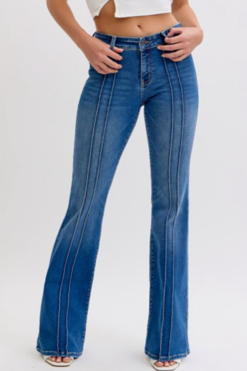 PINTUCK SEAM FLARE DENIM