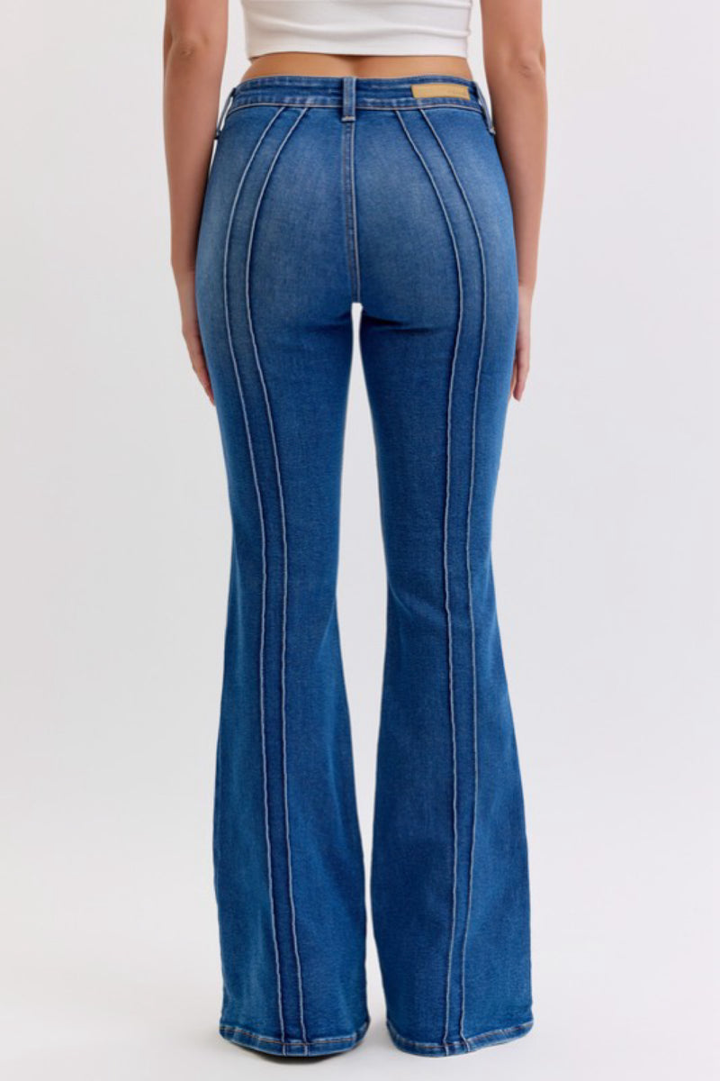 PINTUCK SEAM FLARE DENIM
