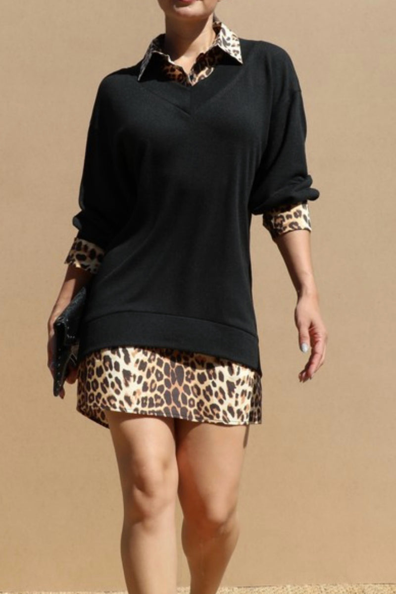 LEOPARD SHIRT DRESS