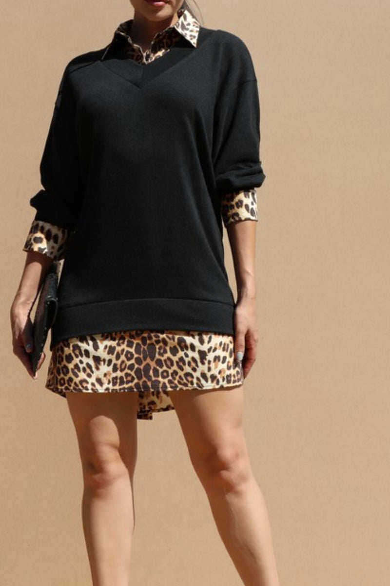 LEOPARD SHIRT DRESS