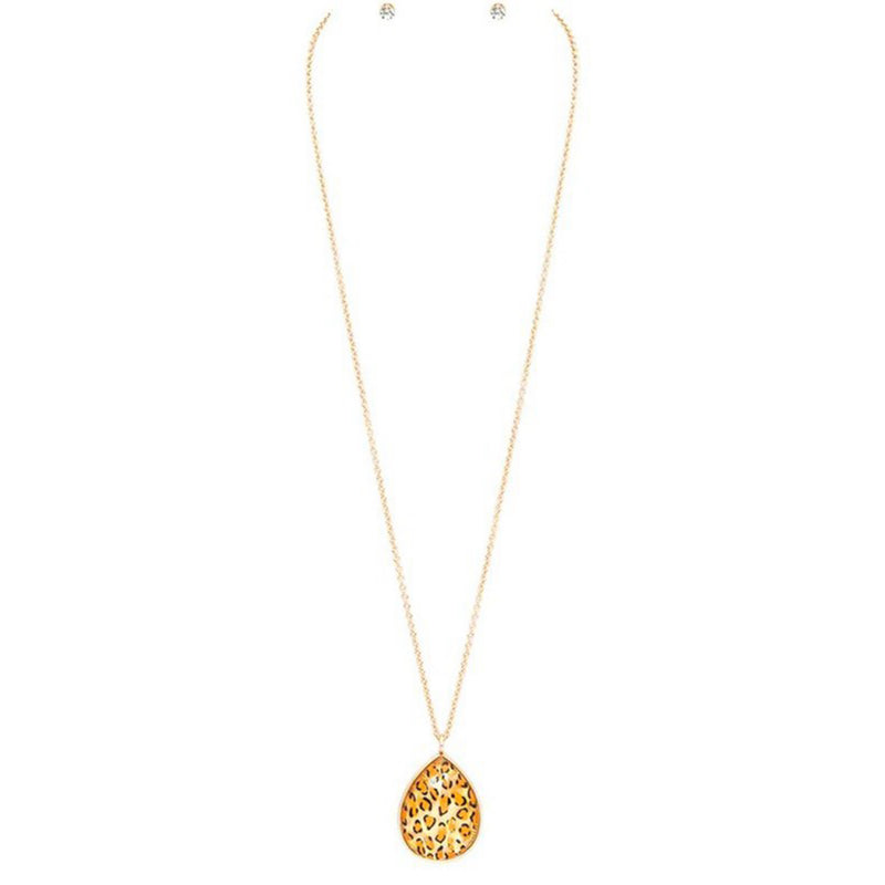 LEOPARD DROP PENDANT NECKLACE