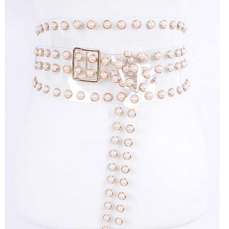 CLEAR PEARLS WRAP BELT