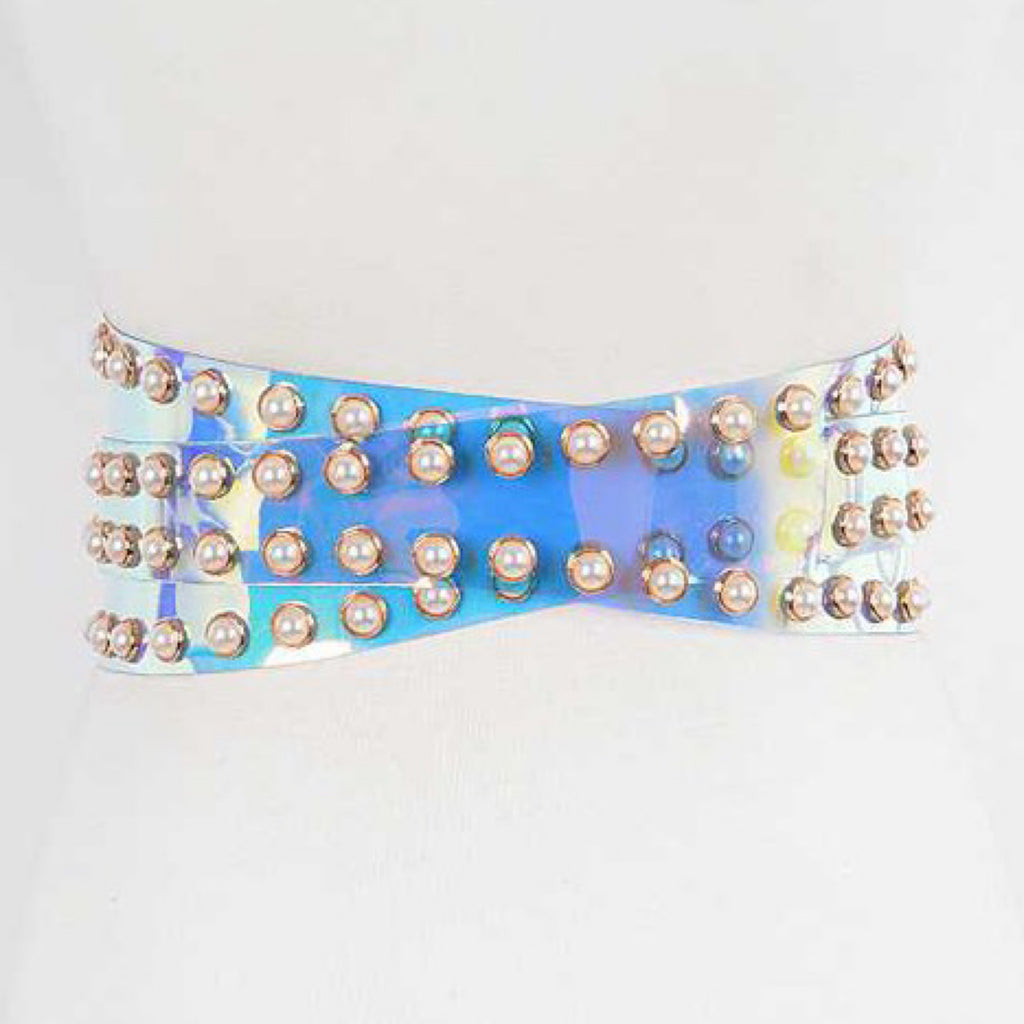 CLEAR PEARLS WRAP BELT