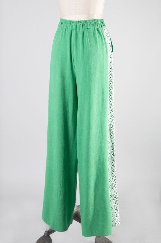 LACE POCKETS WIDE PANTS
