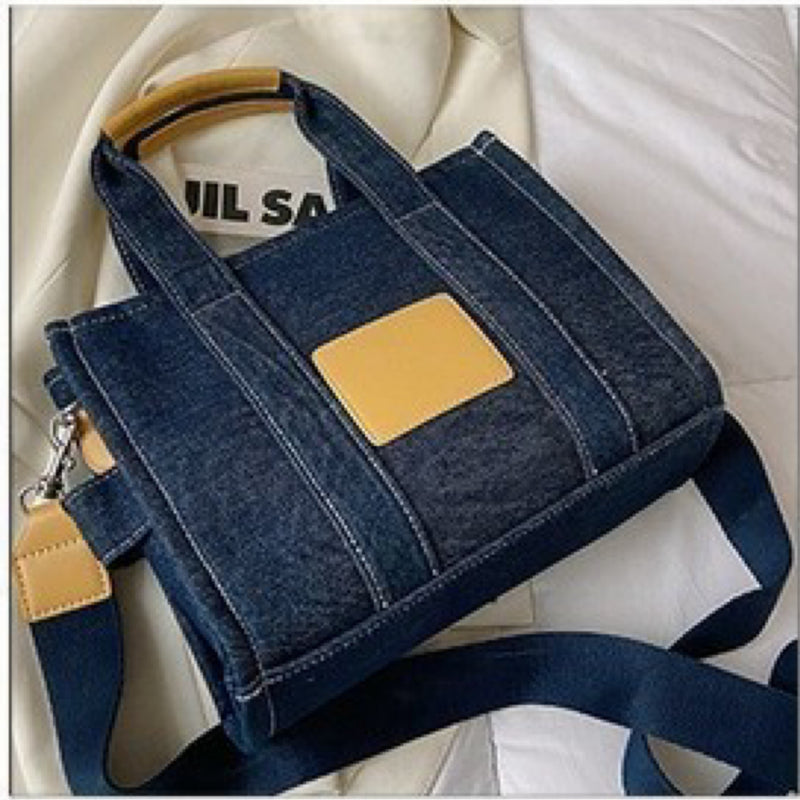 CONTRAST DENIM CROSSBODY BAG