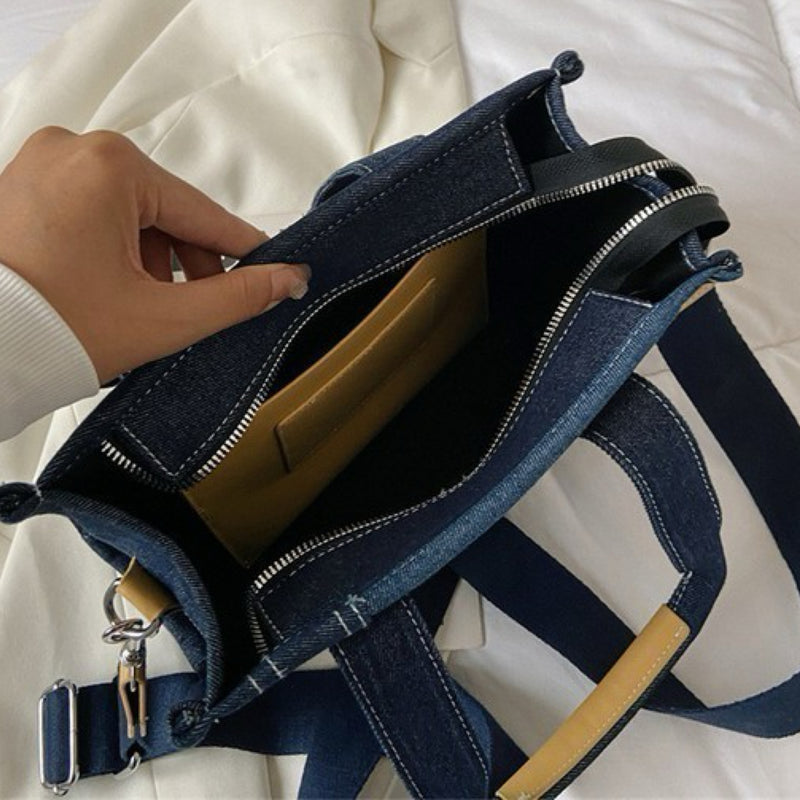 CONTRAST DENIM CROSSBODY BAG