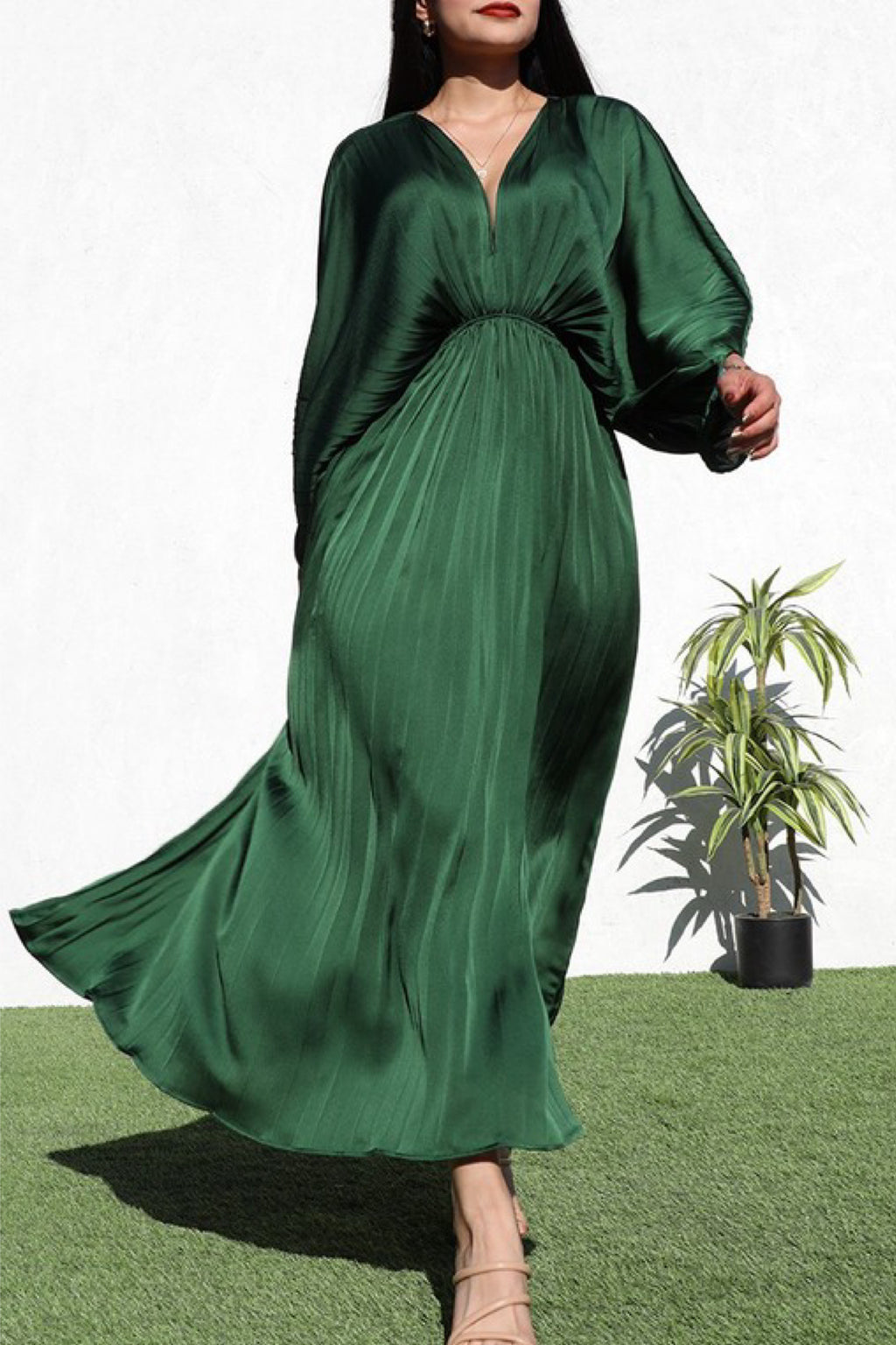 REBECCA PLEATED MAXI DRESS