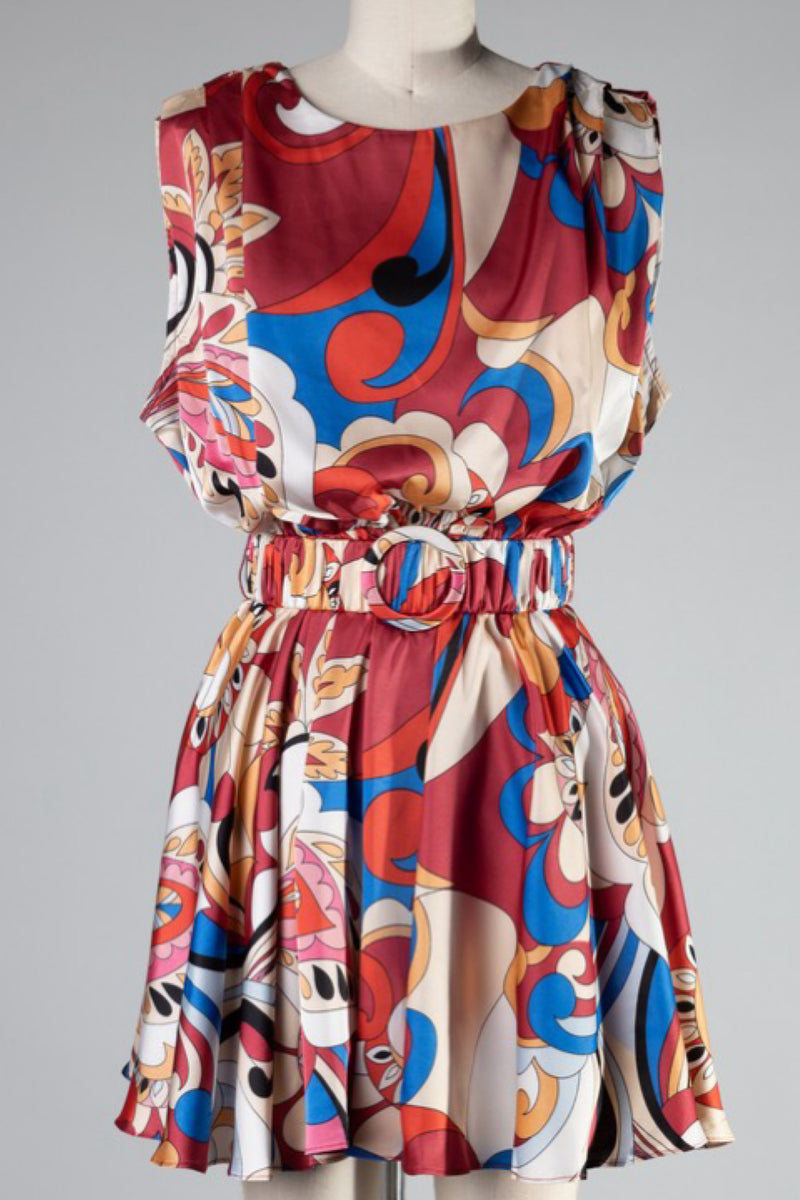VIBRANT SATIN MINI DRESS