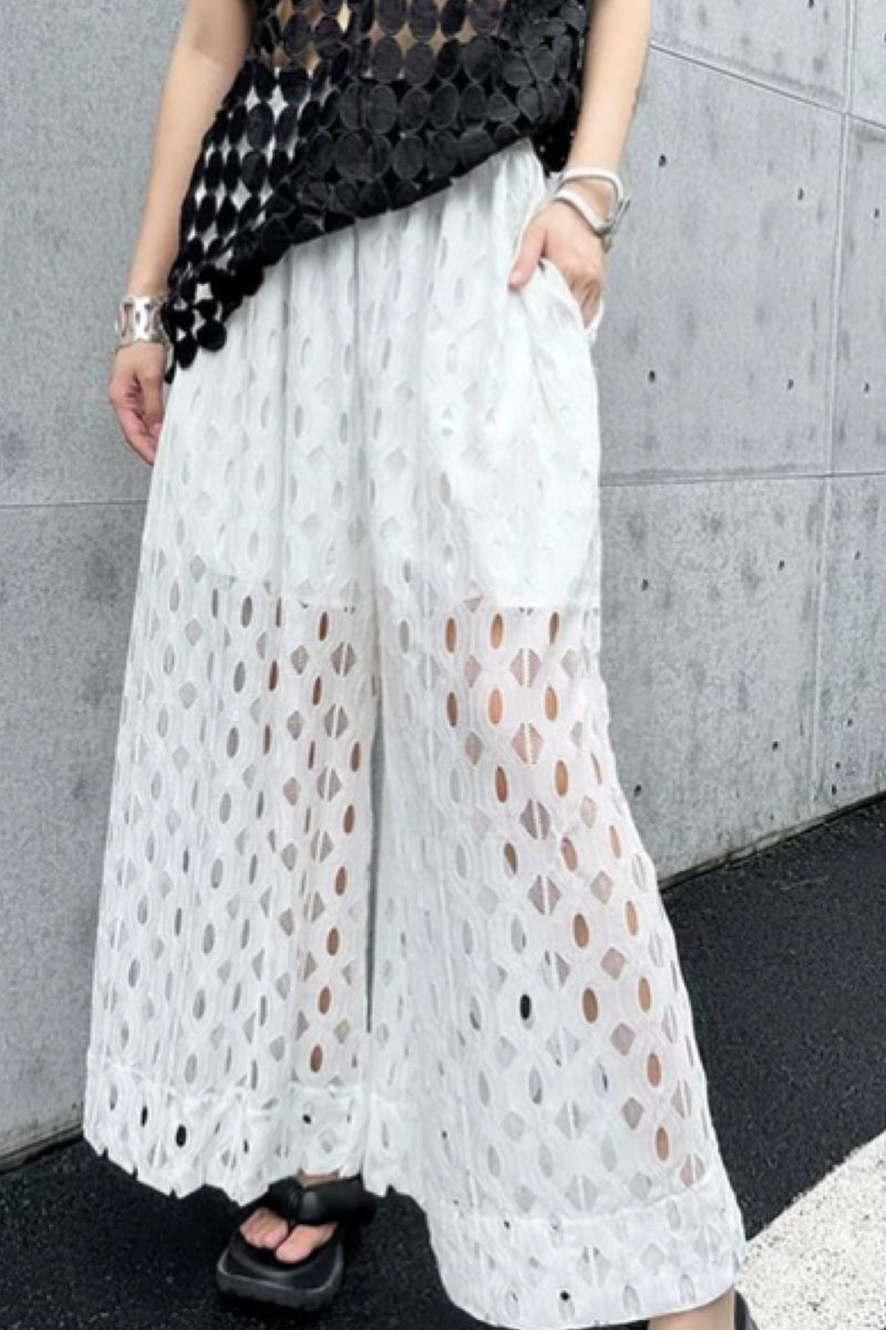 GEOMETRIC EYELET PANTS