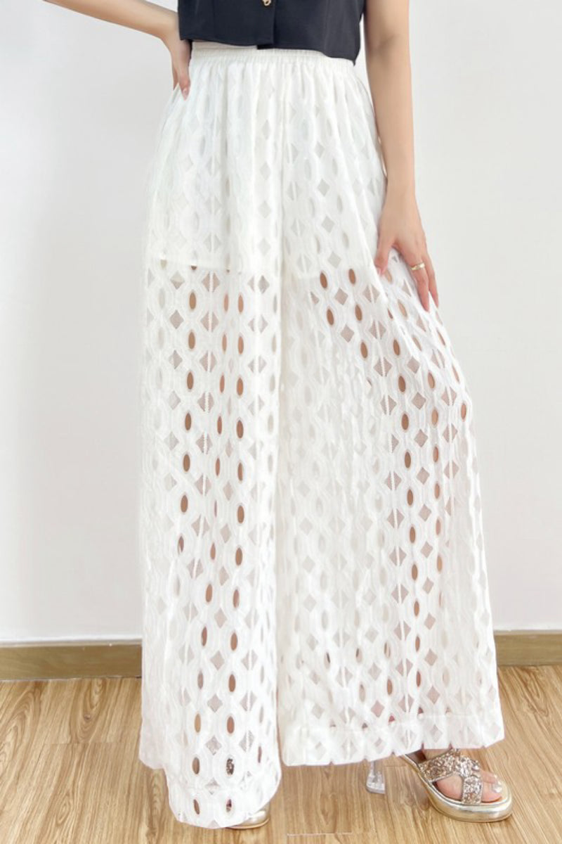 GEOMETRIC EYELET PANTS