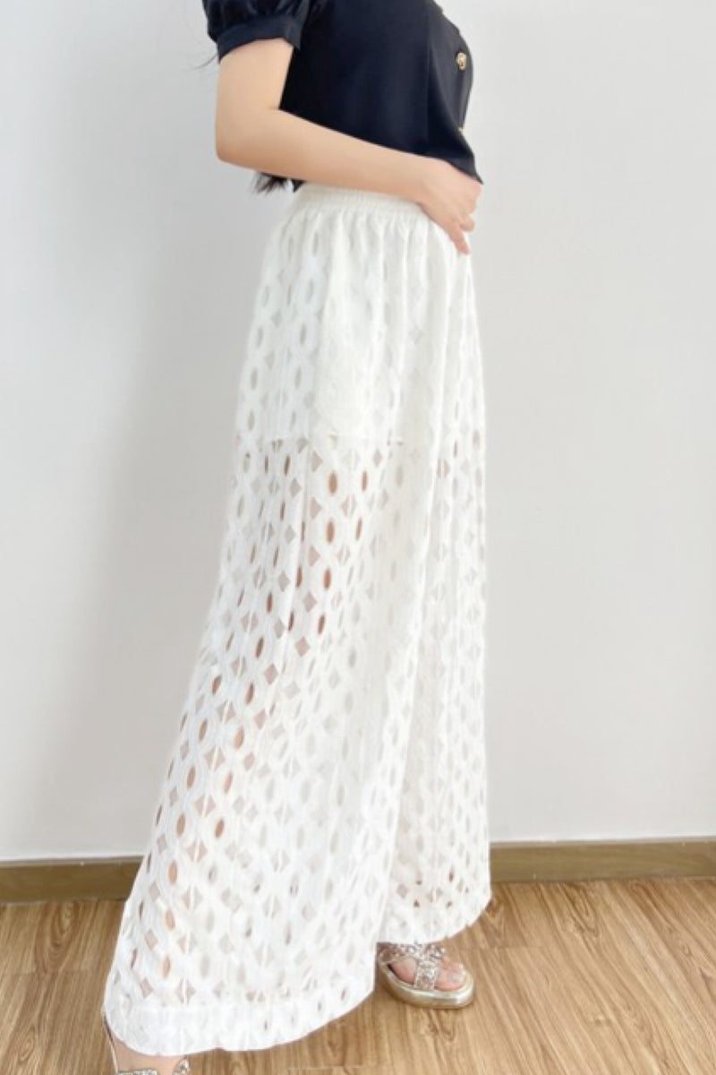 GEOMETRIC EYELET PANTS