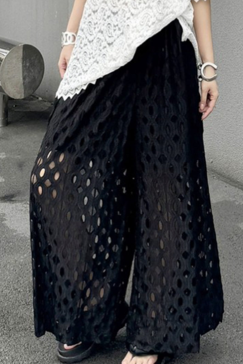 GEOMETRIC EYELET PANTS