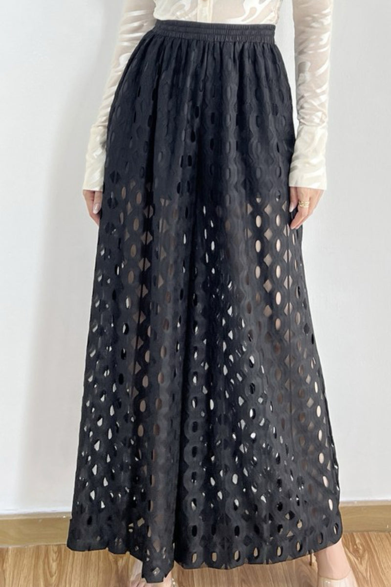 GEOMETRIC EYELET PANTS