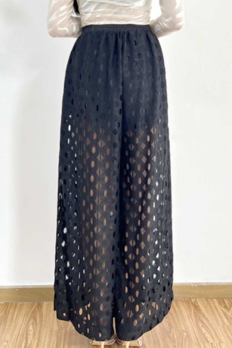 GEOMETRIC EYELET PANTS