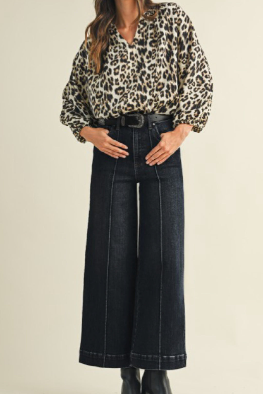 CROP PINTUCK DENIM
