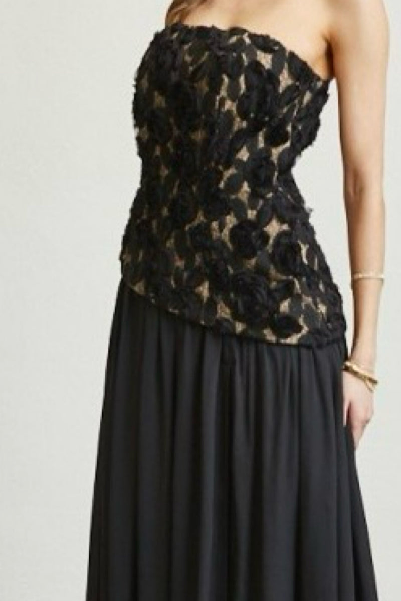 ROSETTE & CHIFFON FORMAL DRESS