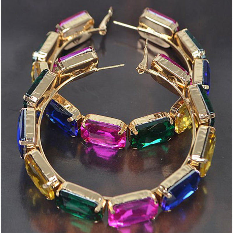 LARGE CANDY STONE HOOPS