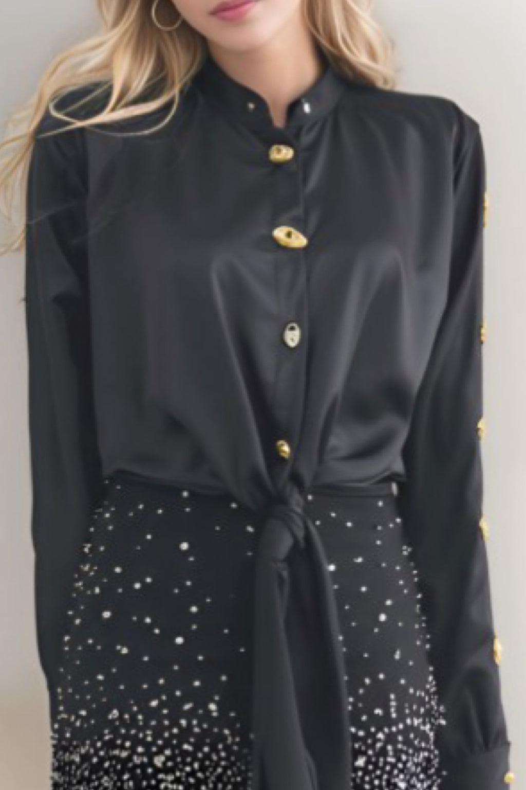 BUTTONS DETAILS SATIN TOP