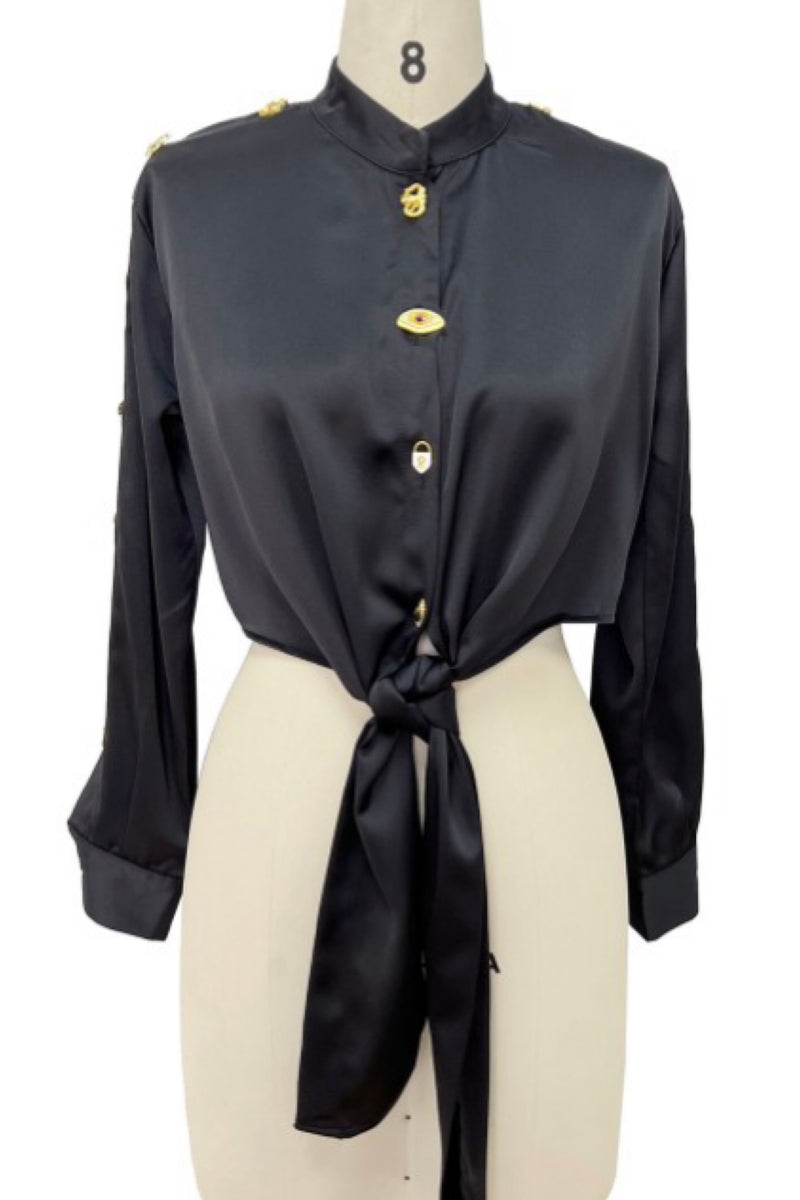 BUTTONS DETAILS SATIN TOP