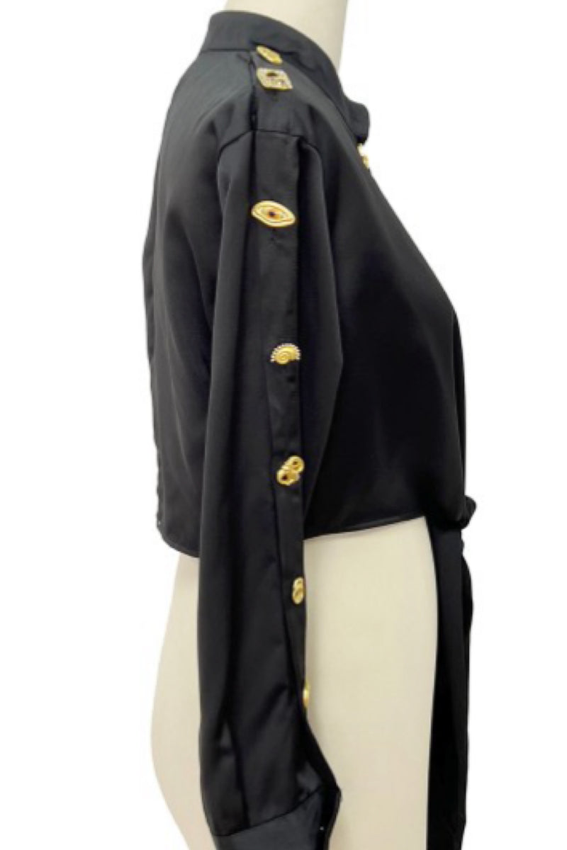 BUTTONS DETAILS SATIN TOP