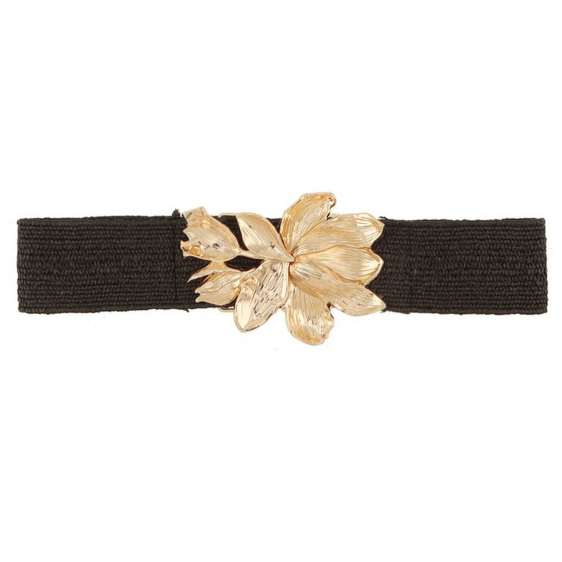 METAL ROSE ELASTIC STRAW BELT