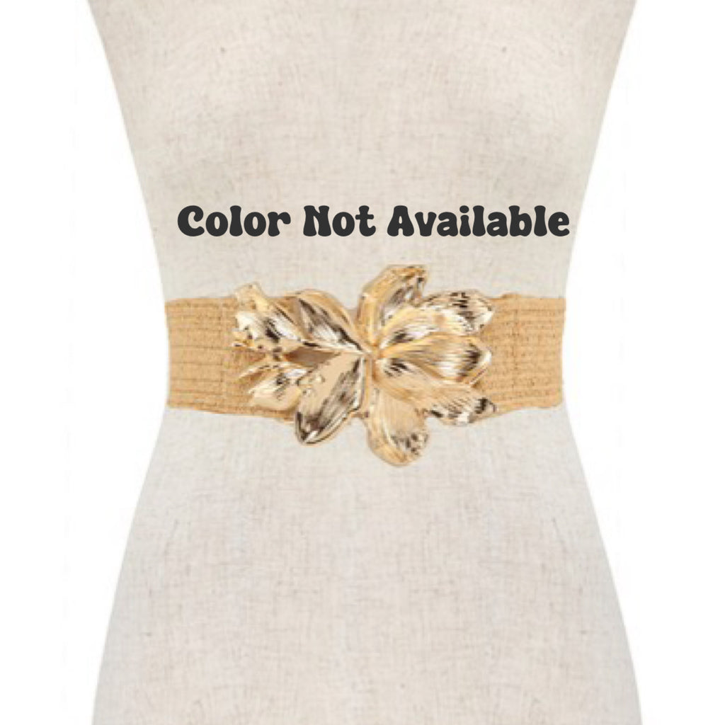 METAL ROSE ELASTIC STRAW BELT