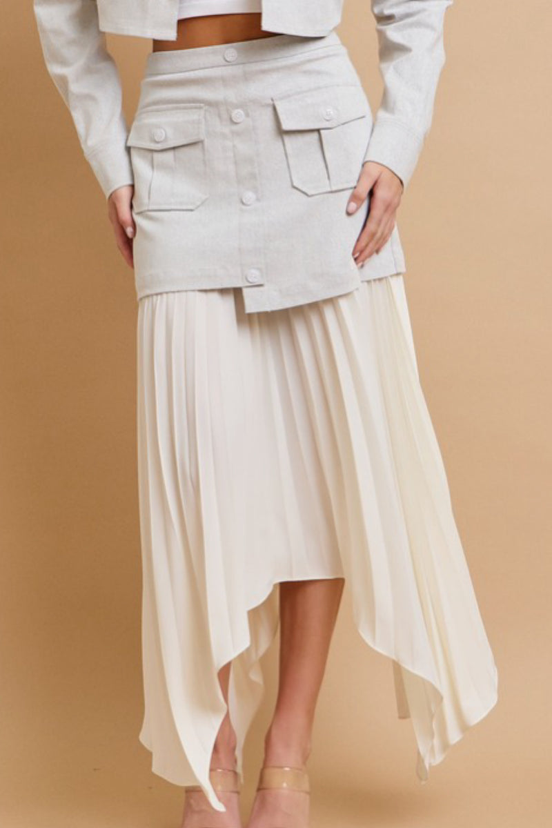 ASYMMETRICAL PLEATED FASHION SKIRT