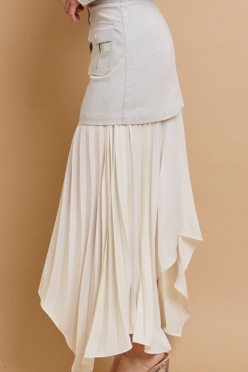 ASYMMETRICAL PLEATED FASHION SKIRT