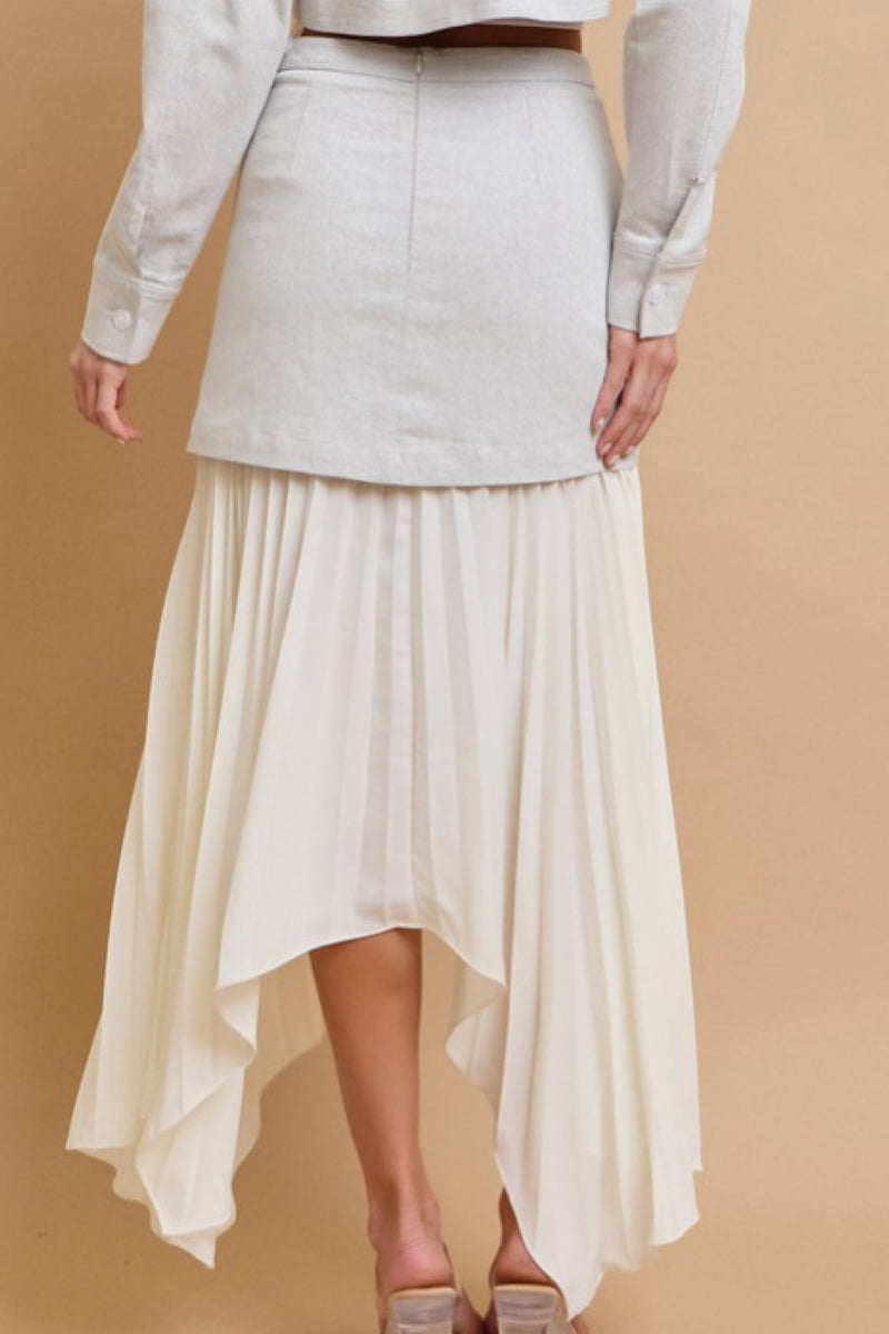 ASYMMETRICAL PLEATED FASHION SKIRT