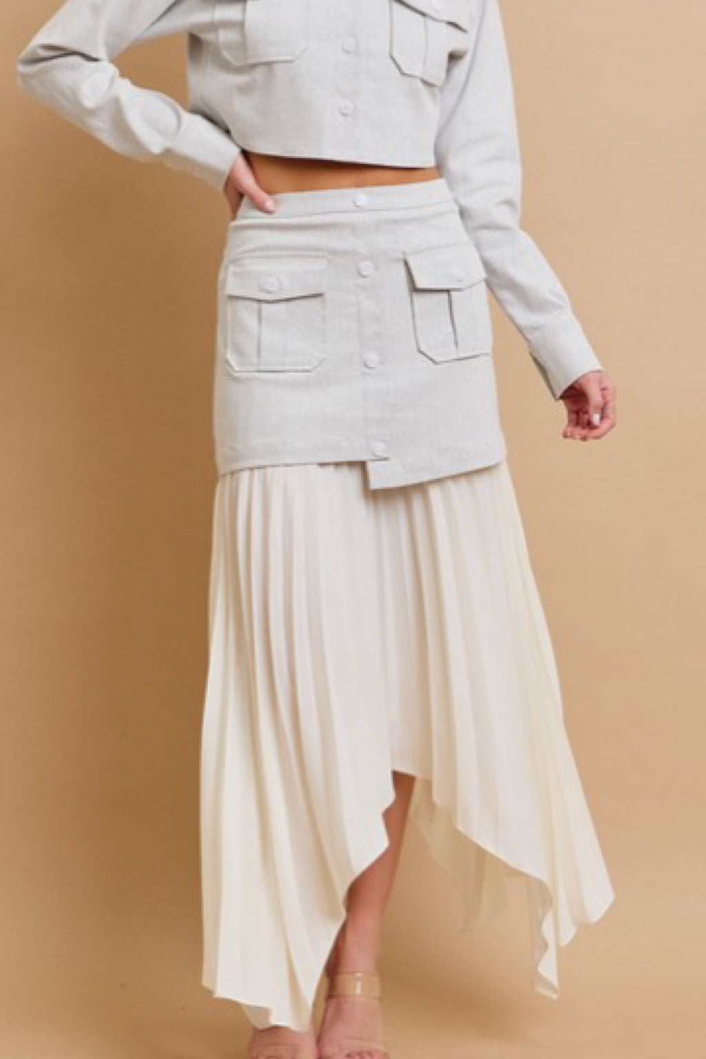 ASYMMETRICAL PLEATED FASHION SKIRT