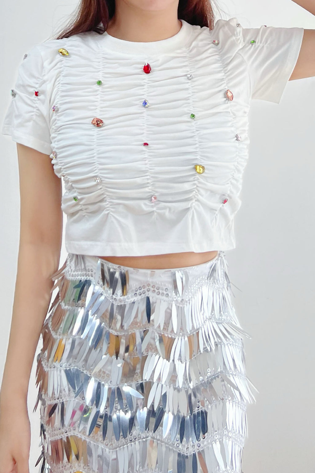 CRYSTAL EMBELLISHED CROP TOP