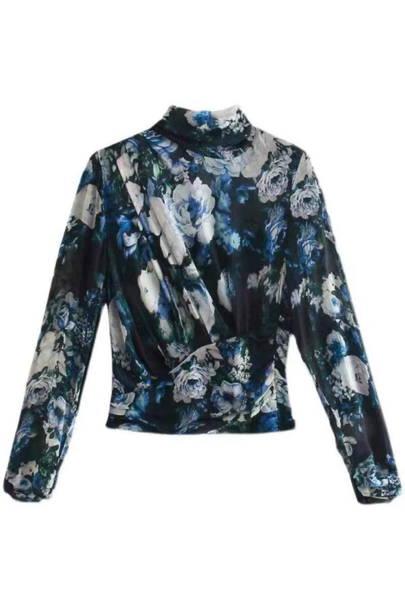 FLORAL MOCK NECK BLOUSE