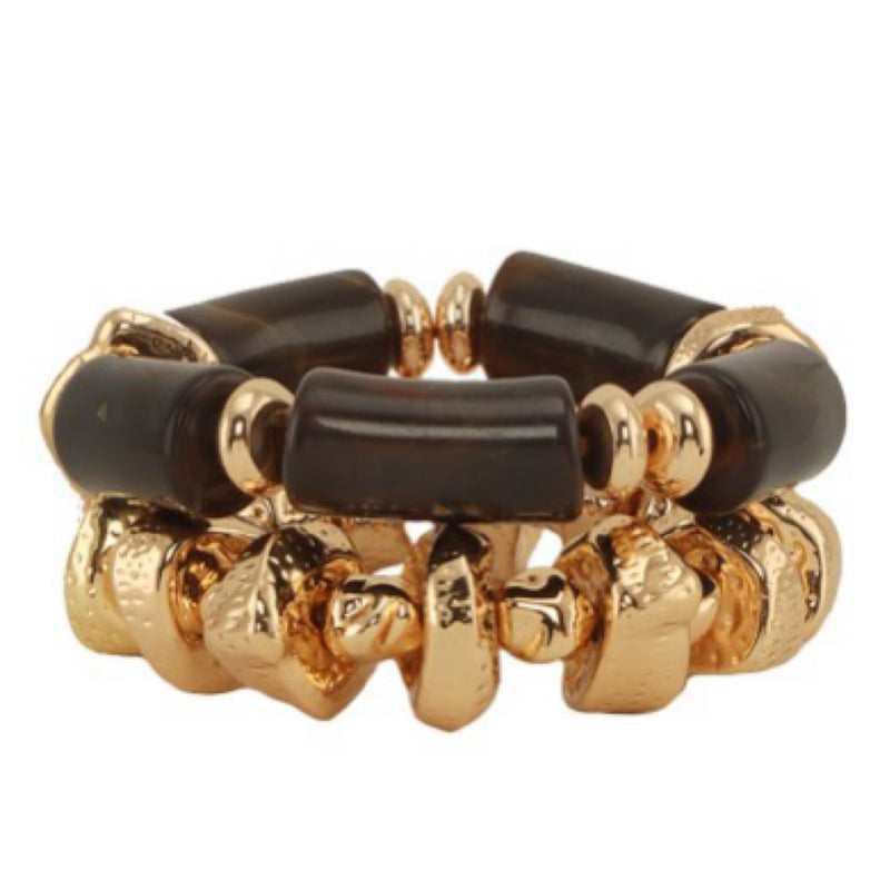 METAL BEADED ELASTIC BRACELETS