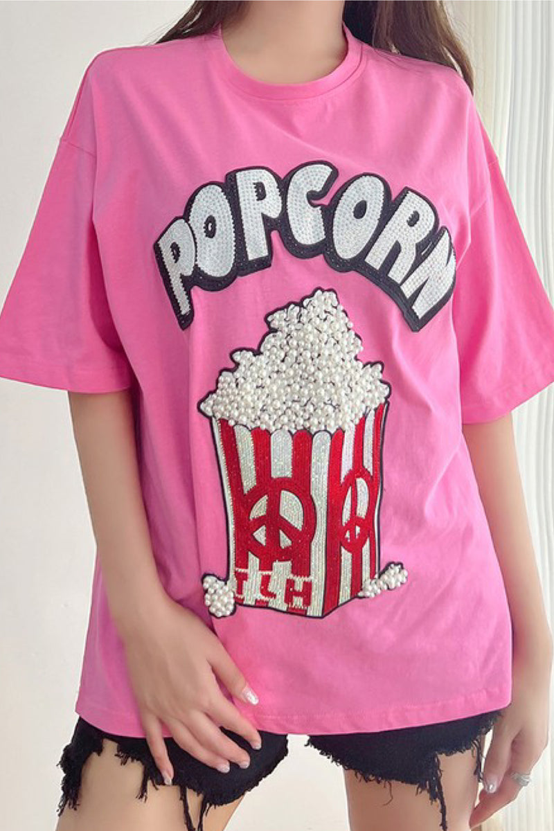 OVERSIZE POPCORN PEARLS & BLIN TEE