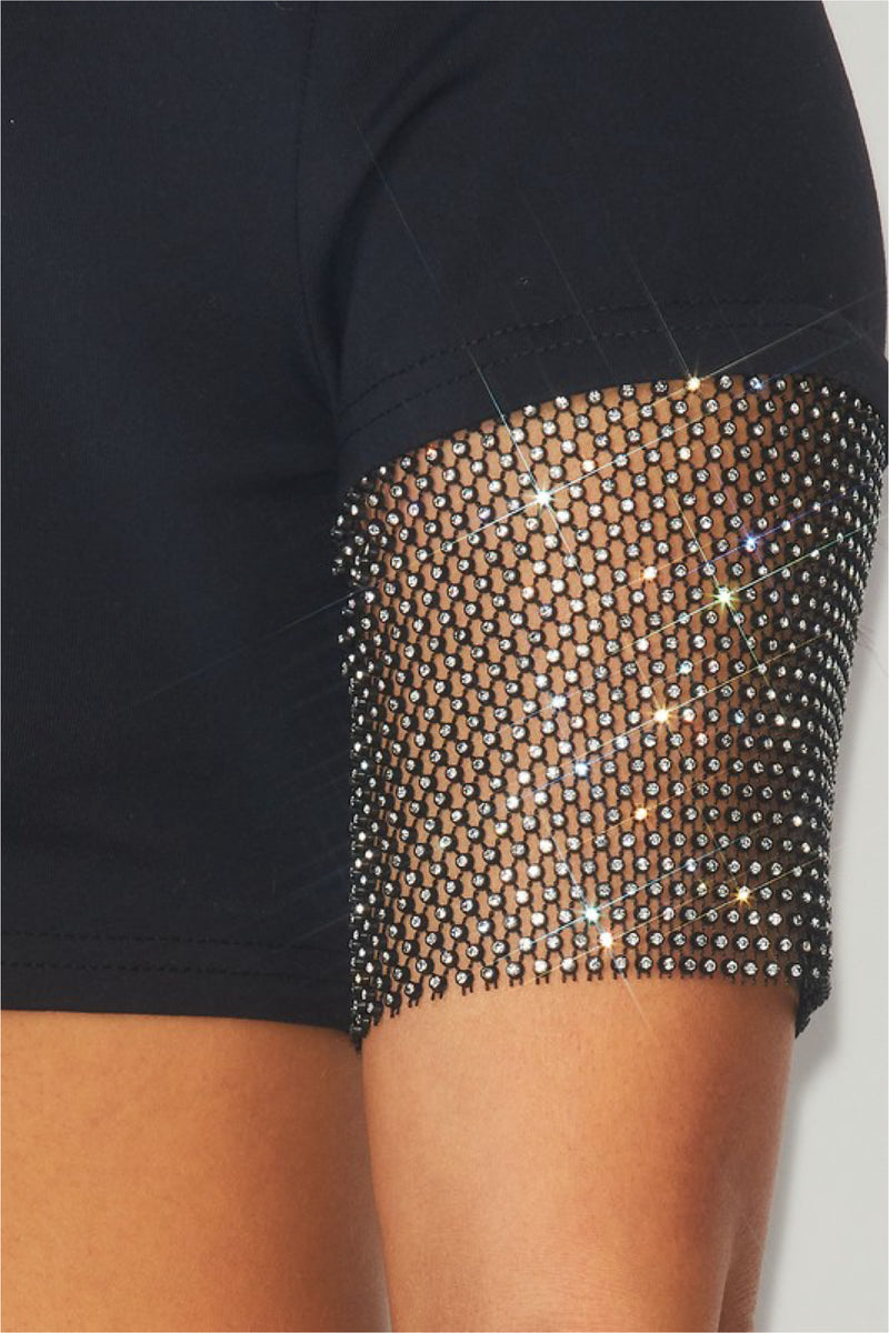 JEWELED SLEEVE CROP TOP