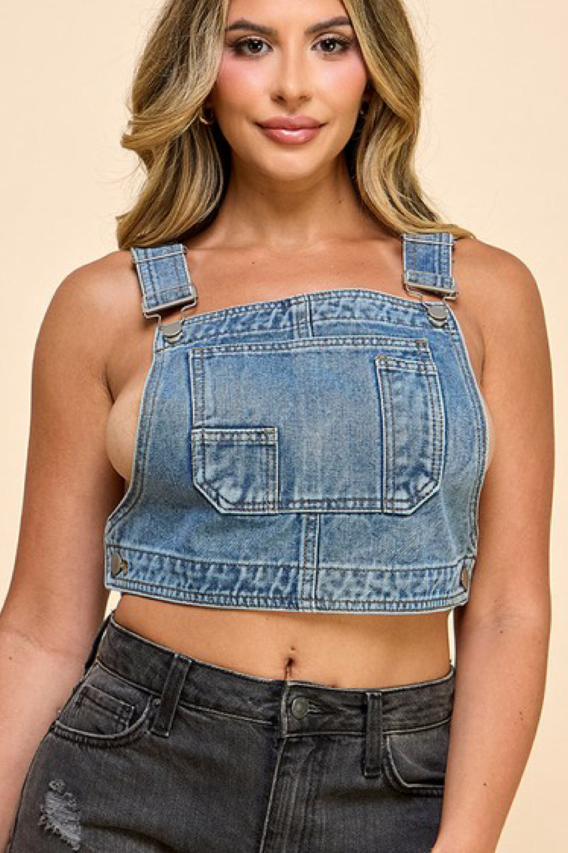 OVERALL CROP DENIM VEST