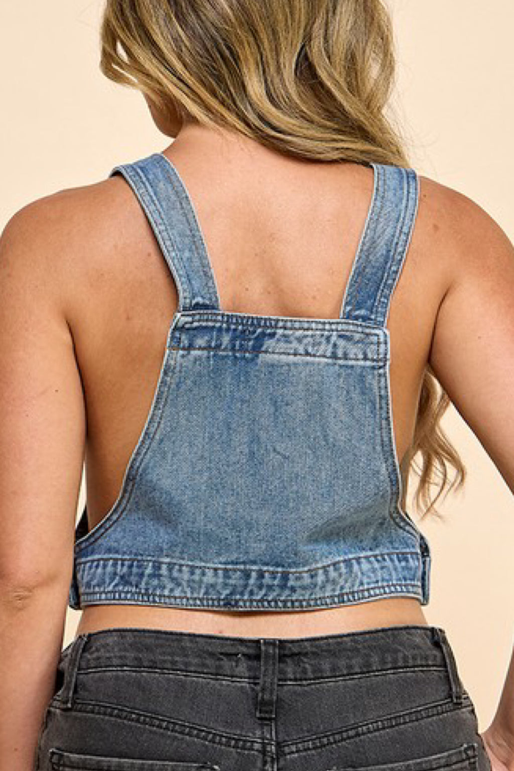 OVERALL CROP DENIM VEST