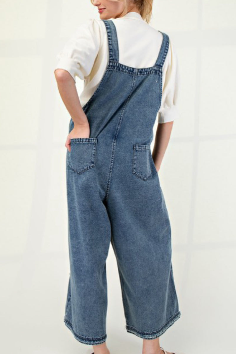 FLOWER PATCH DENIM OVERALLS