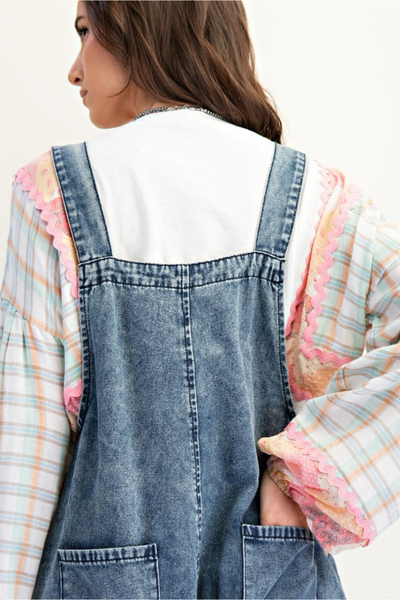 FLOWER PATCH DENIM OVERALLS
