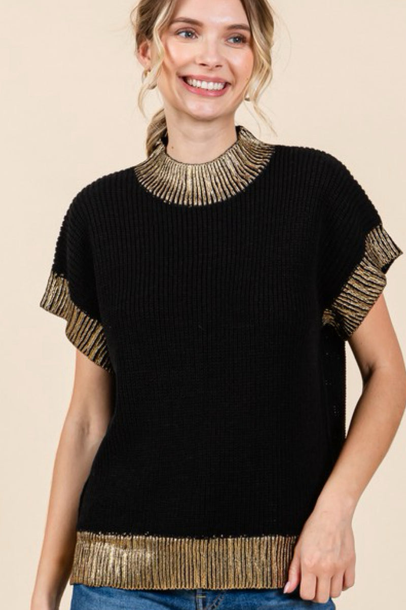 METALLIC DETAILS KNIT TOP